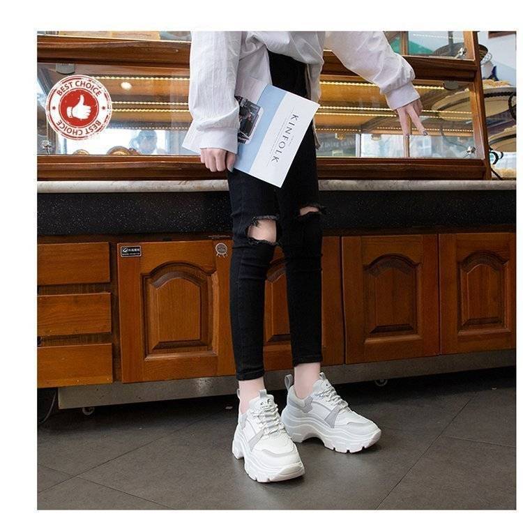 Women Chunky Sneakers Vulcanize Shoes Korean Fashion New Female Black White Platform Thick Sole Running Casual Shoe Woman 7cm