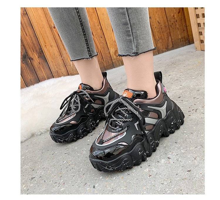 Spring Woman Chunky Platform Sneakers 2020 New Ulzzang Fashion Lace Up Trainers High Quality Tenis Female Old Dad Casual Shoes