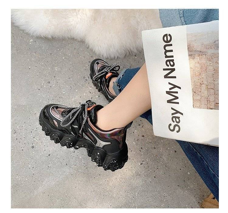 Spring Woman Chunky Platform Sneakers 2020 New Ulzzang Fashion Lace Up Trainers High Quality Tenis Female Old Dad Casual Shoes