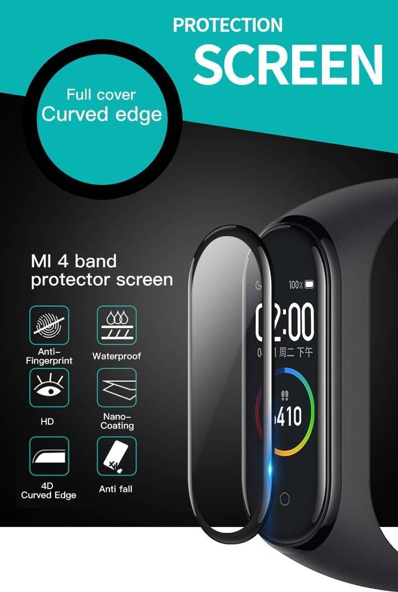20D Curved Edge Protective for xiaomi mi band 4 glass Scratch-resistant miband 4 film Full cover HD mi band 4 screen protector