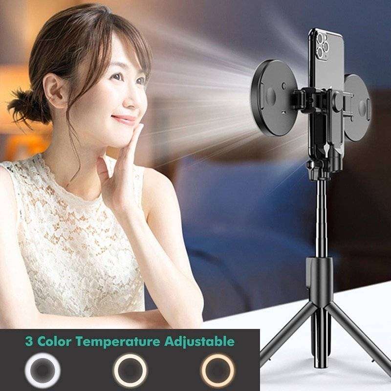 Tongdaytech Bluetooth Wireless Selfie Stick Portable Ring Fill Light Folding Stand For Iphone Xiaomi Makeup Video Live Studio